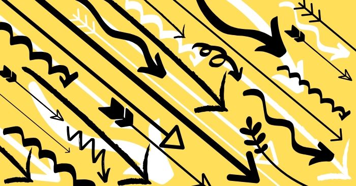 Pfeile die von links oben nach rechts unten zeigen.